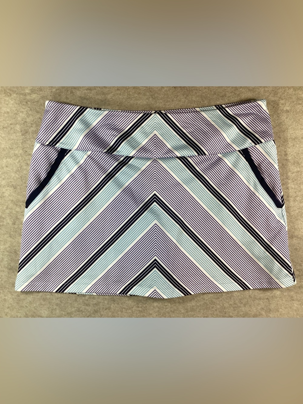 adidas Chevron Stripe Skort in Light Blue and Navy Climalite